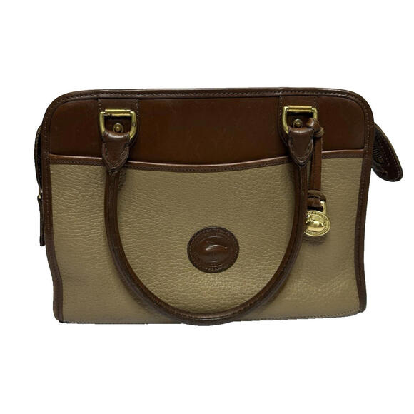 Dooney & Bourke Handbags - Vtg Dooney and Bourke Pebbled Leather Beige British Tan Satchel Handbag No Strap